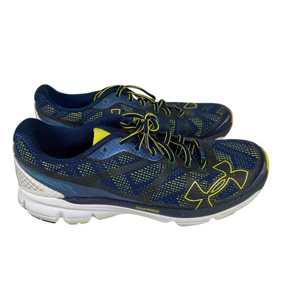 Under Armour Running Shoes Blue Yellow Charge Bandit Men's Size 11 - Picture 1 of 9